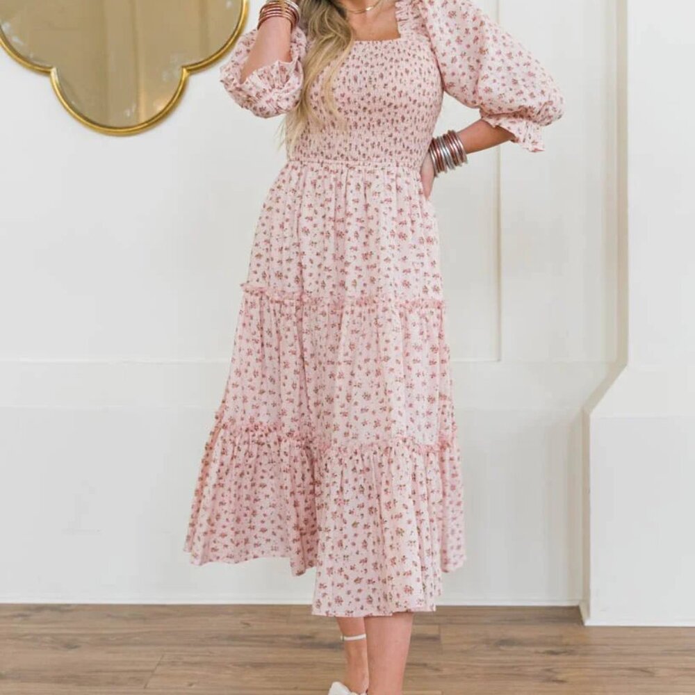Ivy City Co Madeleine Dress in Pink XXL